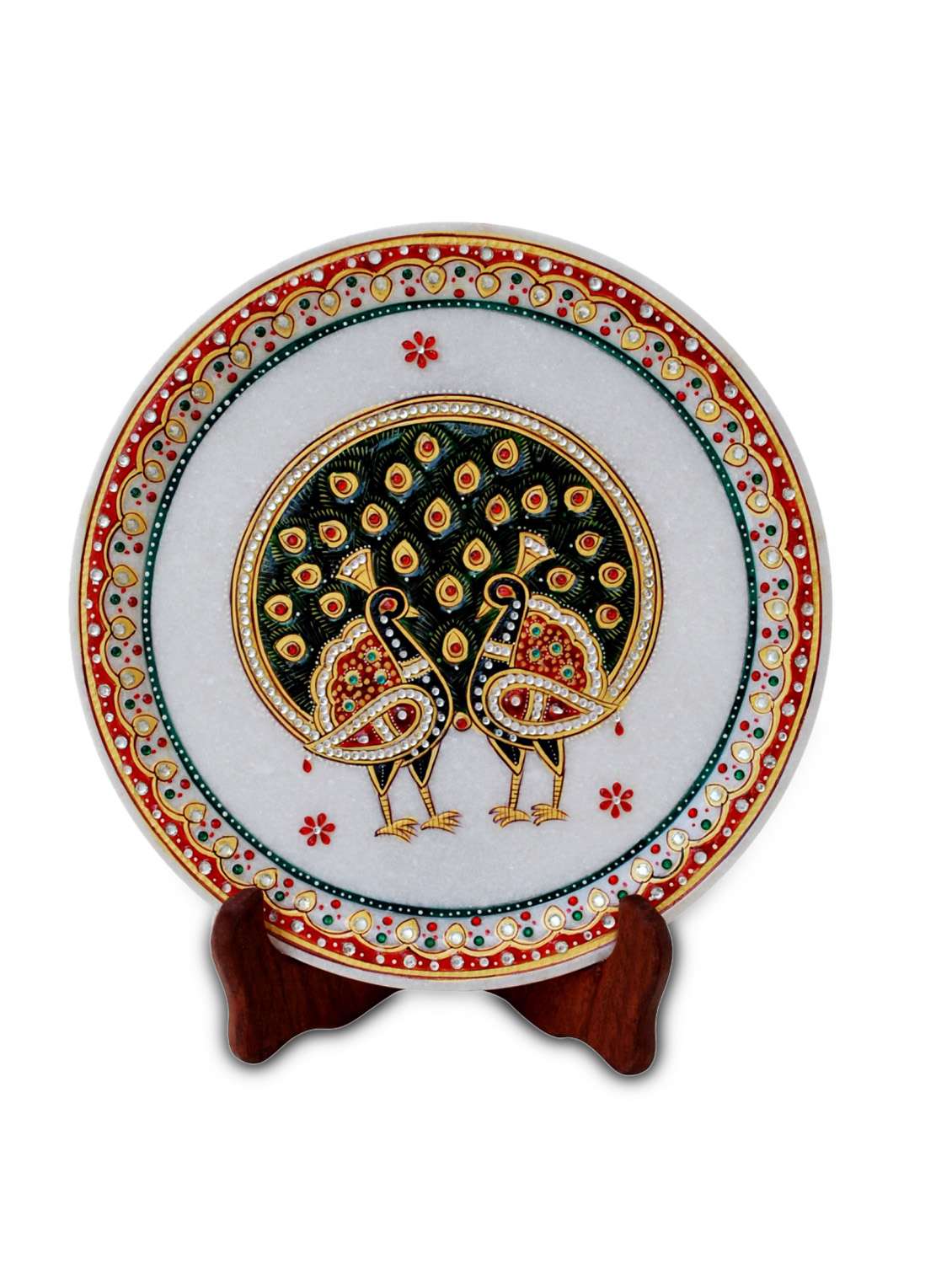 double dancing peacock plate