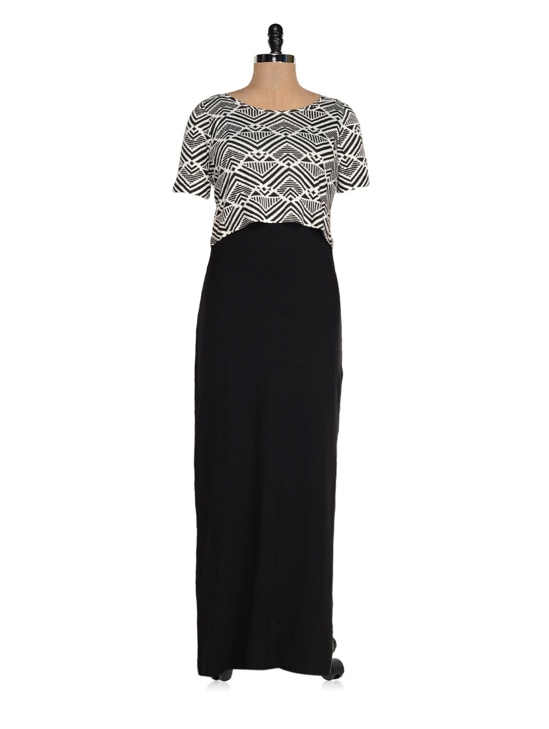 Black And White Layered Maxi Dress - Magnetic Designs