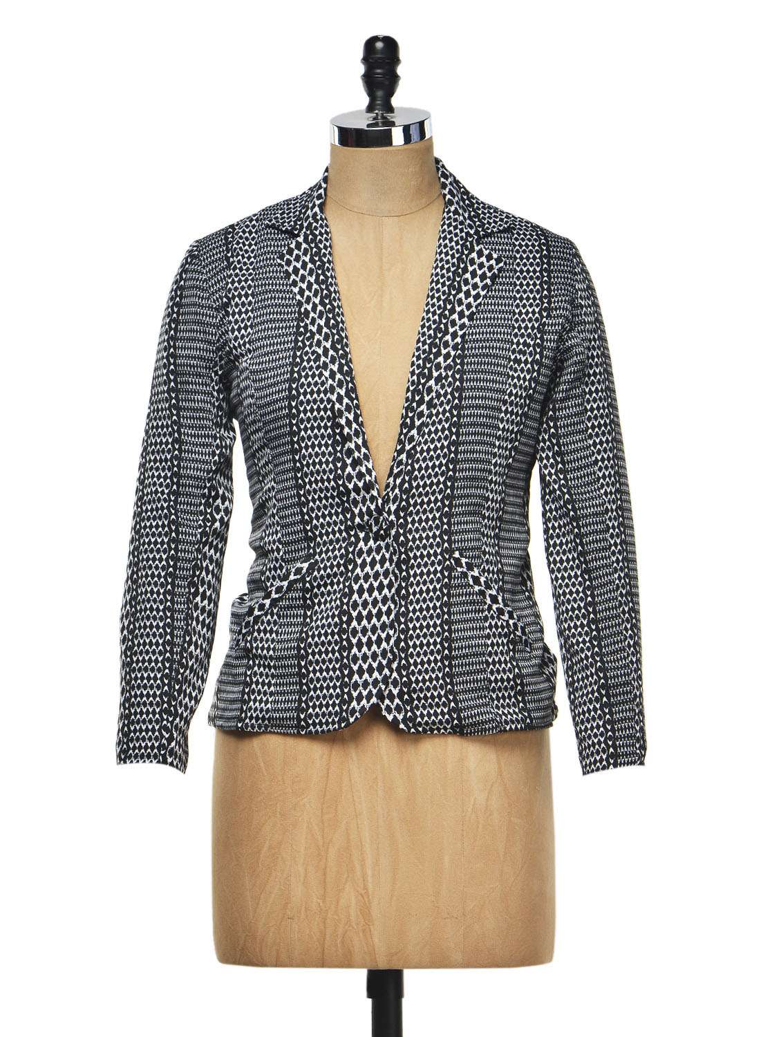 black and white blazer