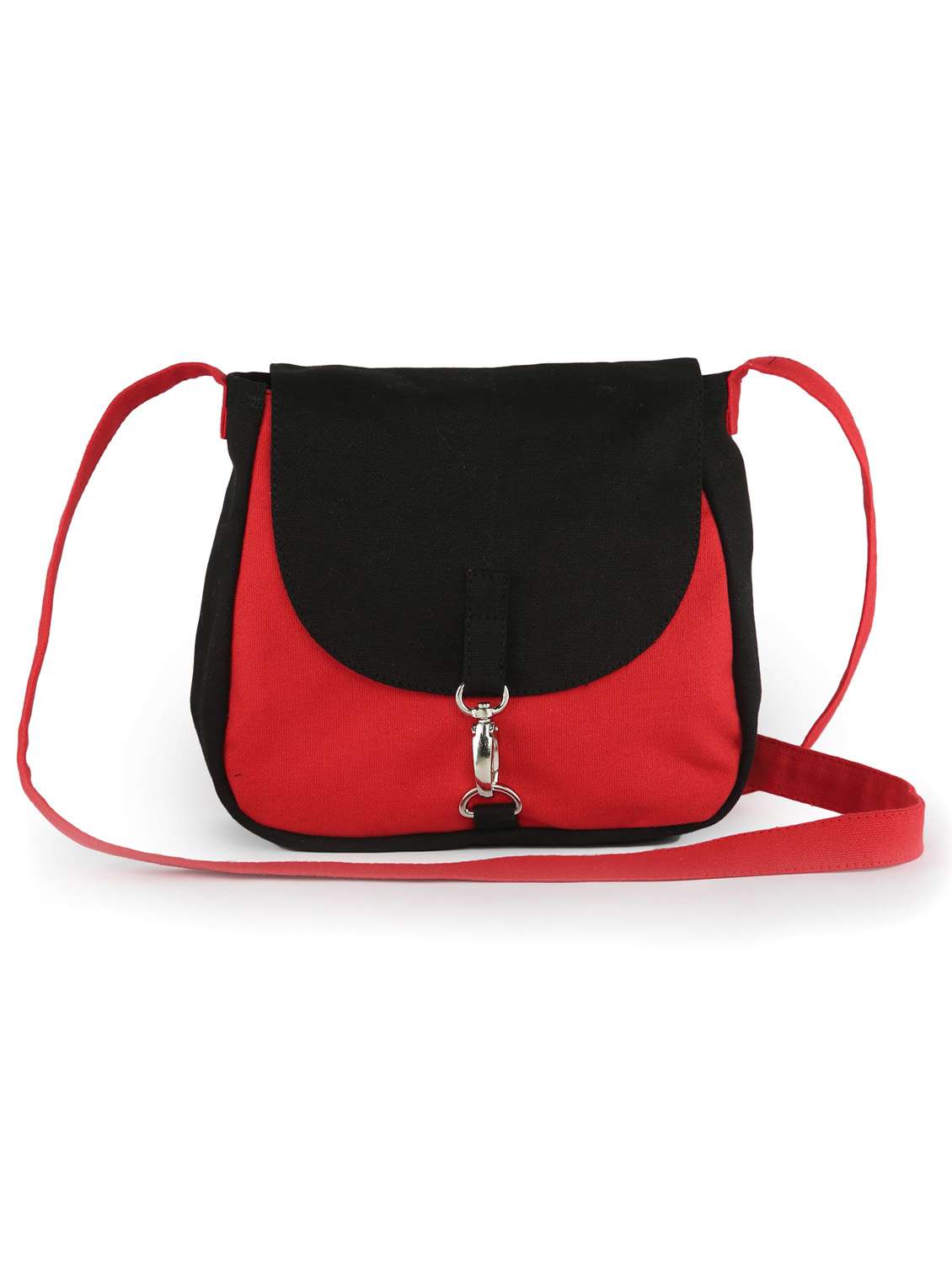 red and black sling bag