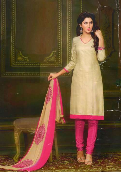 white christmas dresses XNUS9452 Jute Cotton Embroidered Dress Material with Bandhej Palazzo and  Mirror Embellishments – Chhabra 555 main image 0