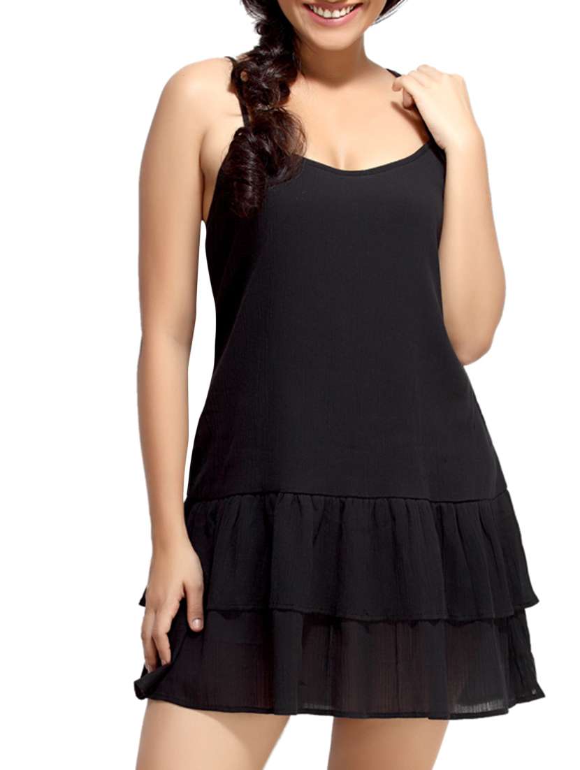 black cotton  sleeveless peplum top