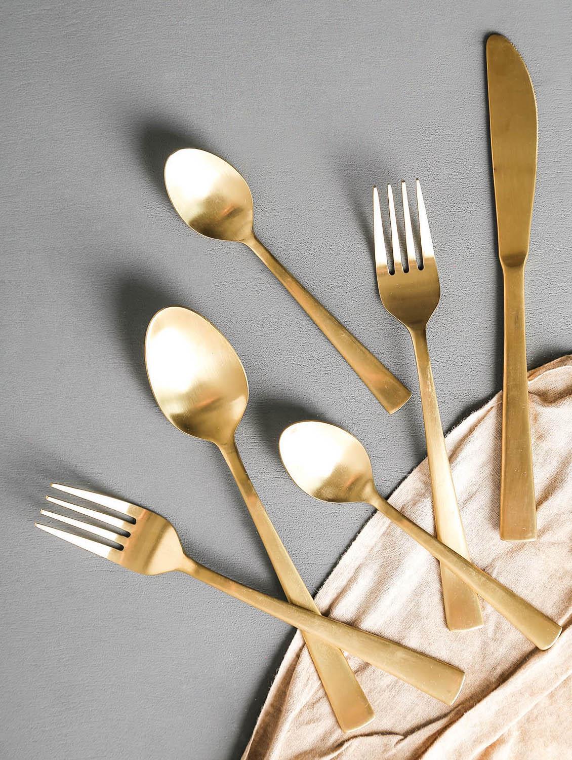 Gold Stainless Steel 24 Piece Cutlery Set - By