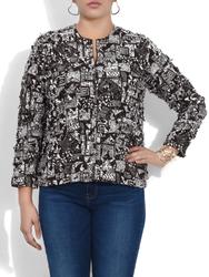 monochrome printed cotton jacket