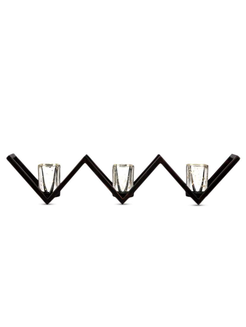 brown iron and glass tea light holders with silver glass