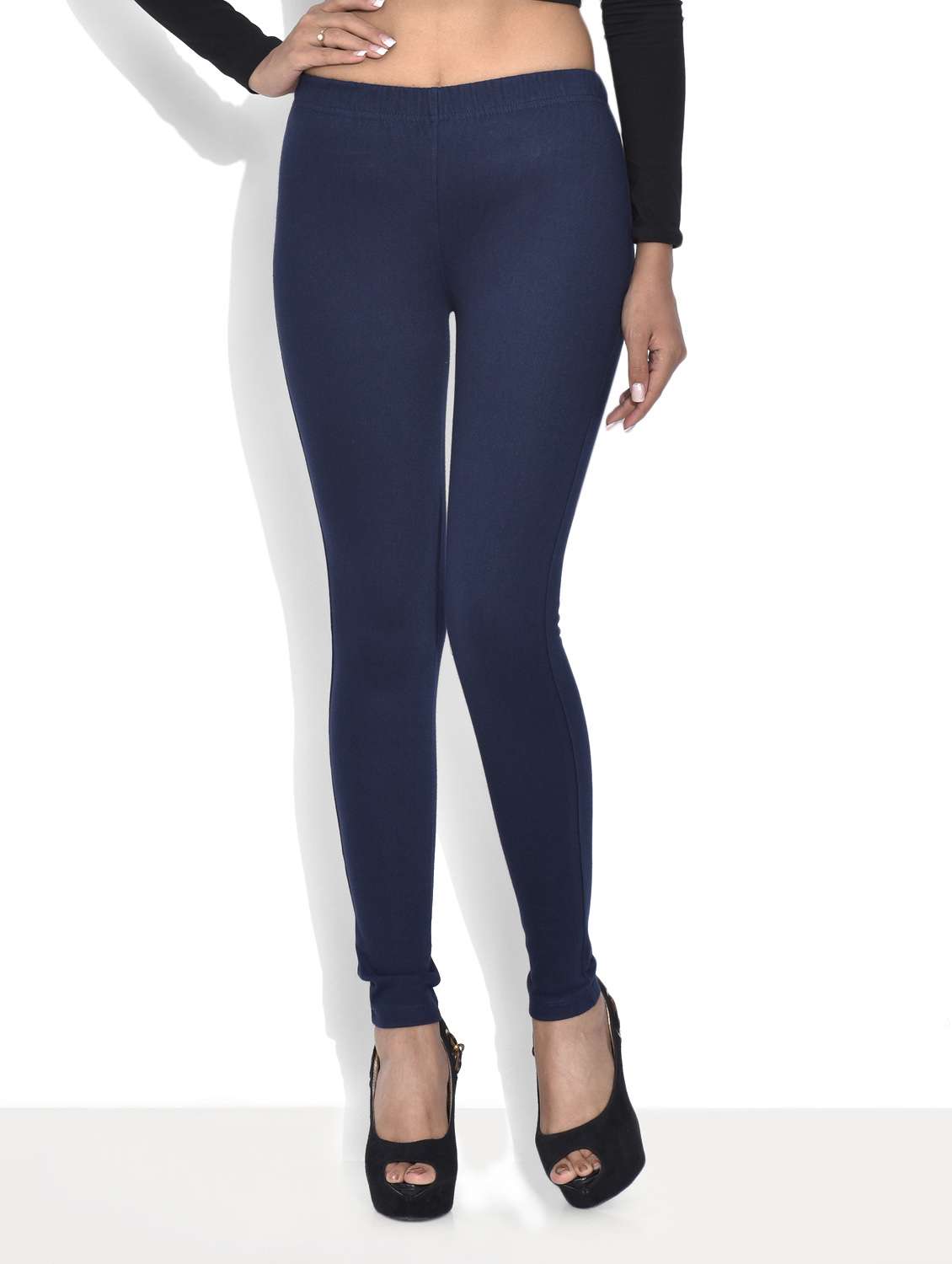 blue cotton and spandex  jeggings