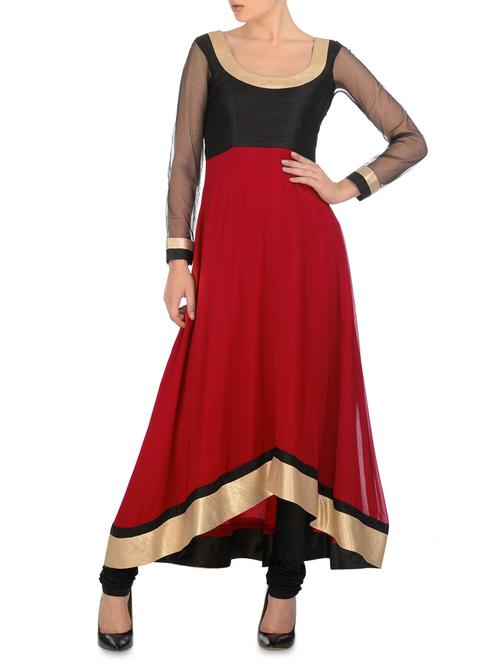 asymmetrical stitched kurta with legging set - 9592871 -  Standard Image - 0