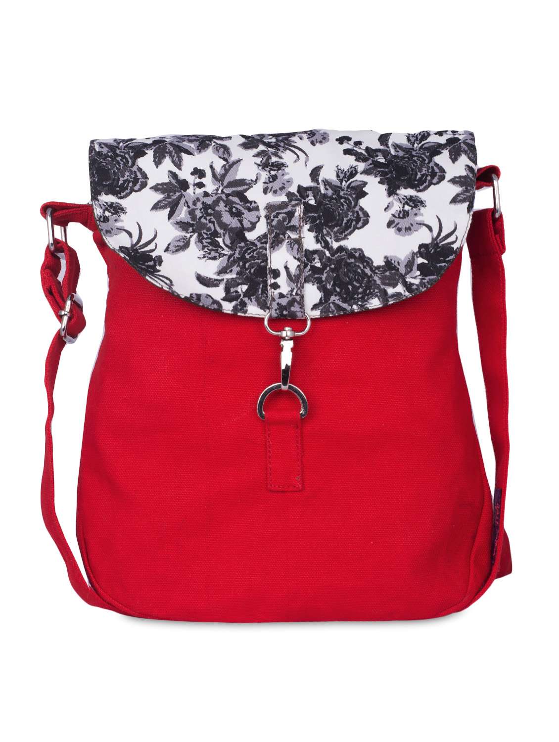Buy online Red Floral Printed Canvas Sling Bag from bags for Women by