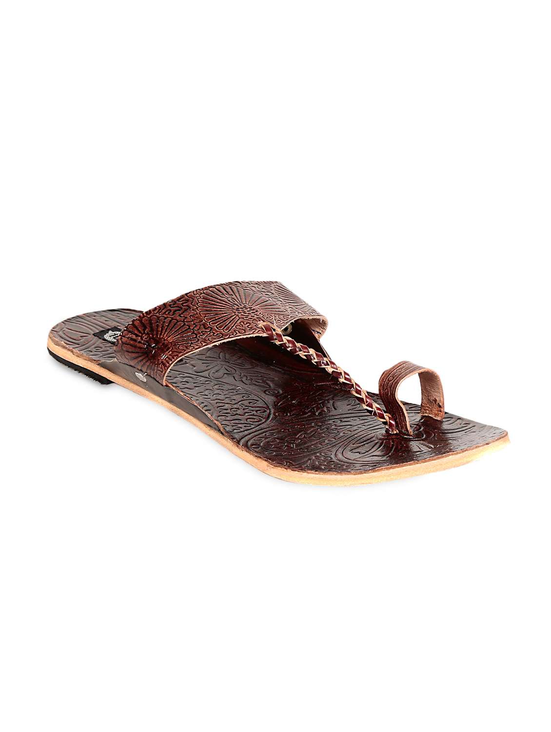 brown faux leather kolhapuris