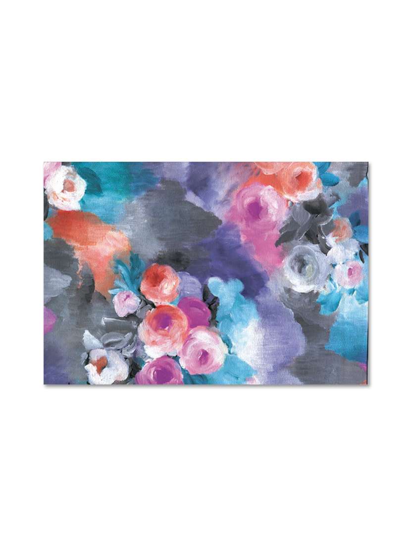 multicolour abstract printed canvas painting with wooden frame