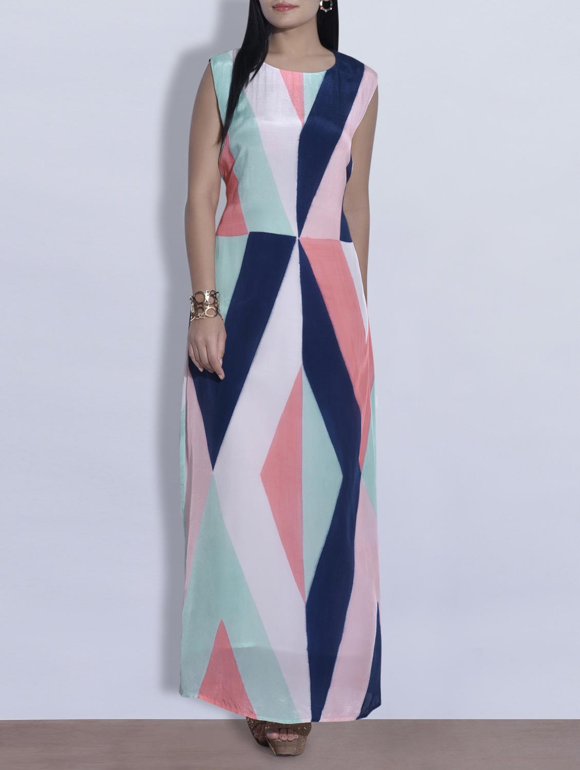 Multicoloured Printed Maxi Dress With Cut-out Back - By