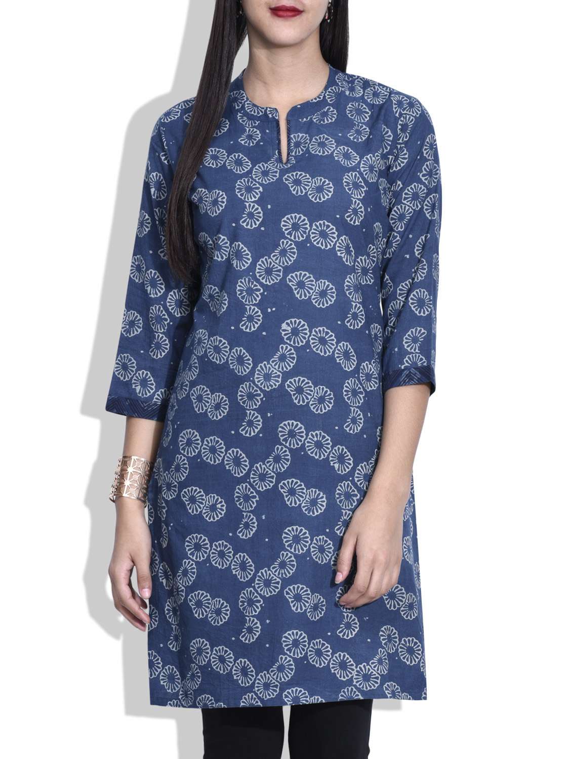 indigo cotton straight kurta
