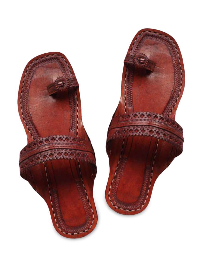 brown leather kolhapuri chappal