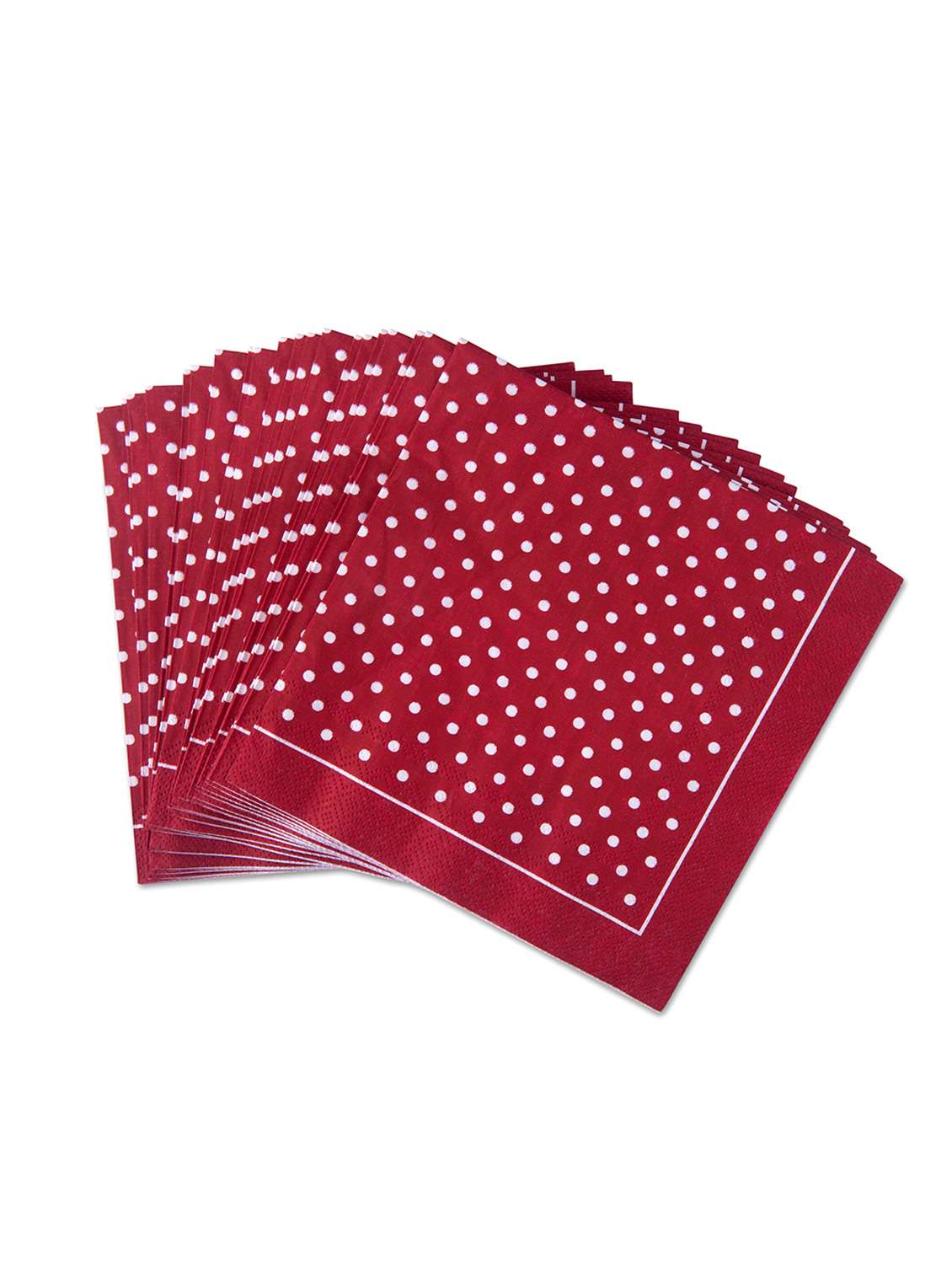 set of 20 red polka dotted paper napkins