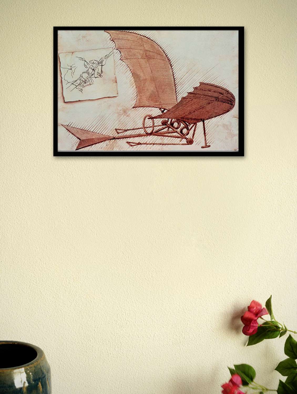 flying machine by leonardo da vinci framed poster