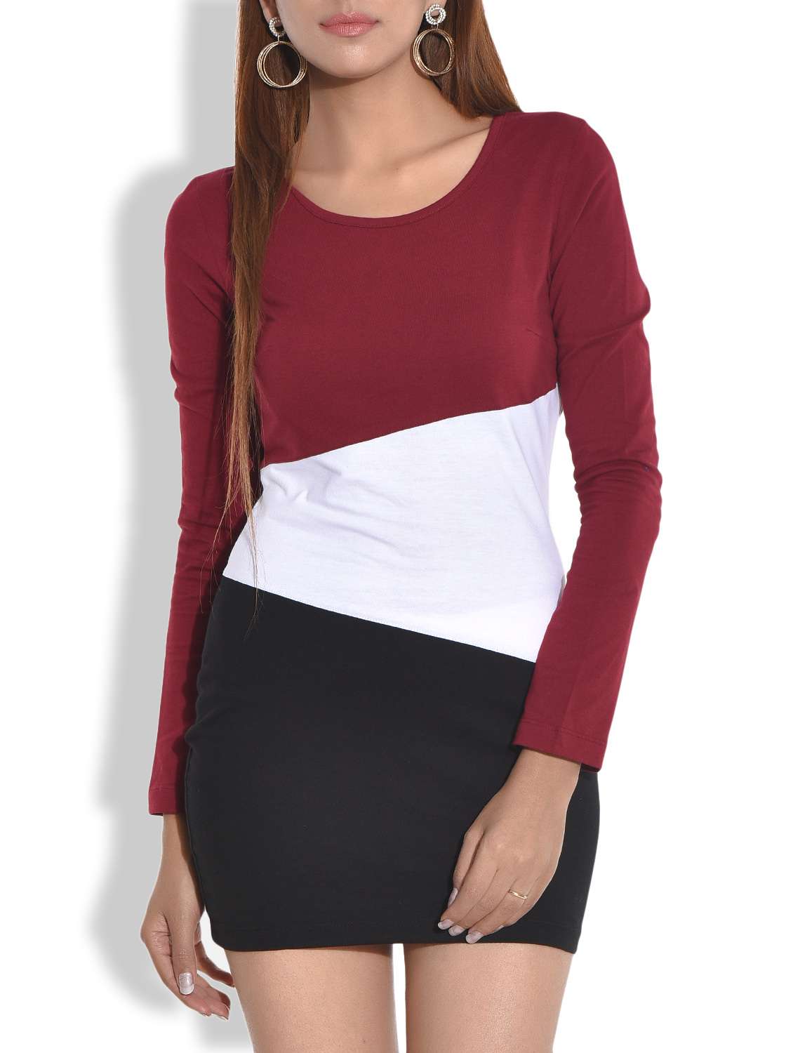 multicolored color blocked cotton knit dress - 9652871 - Zoom Image - 0