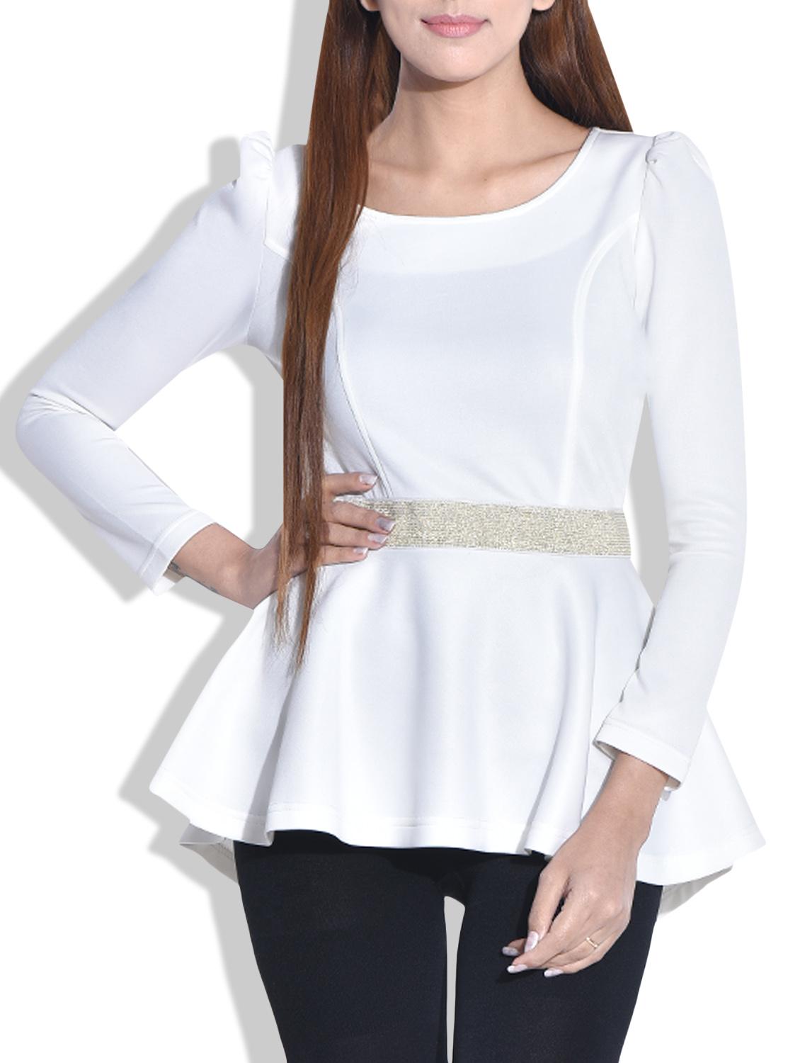 embellished waist peplum top - 9652886 -  Zoom Image - 0