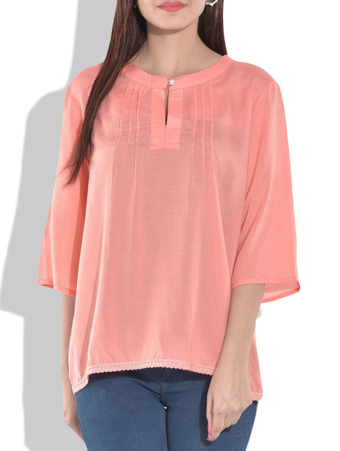 solid peach rayon top