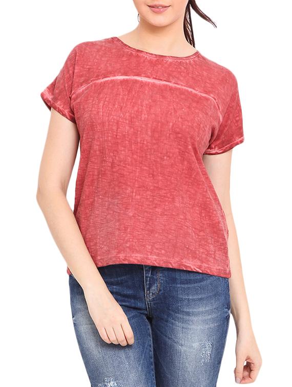 red cotton short sleeved printed top - 9667295 - Zoom Image - 0