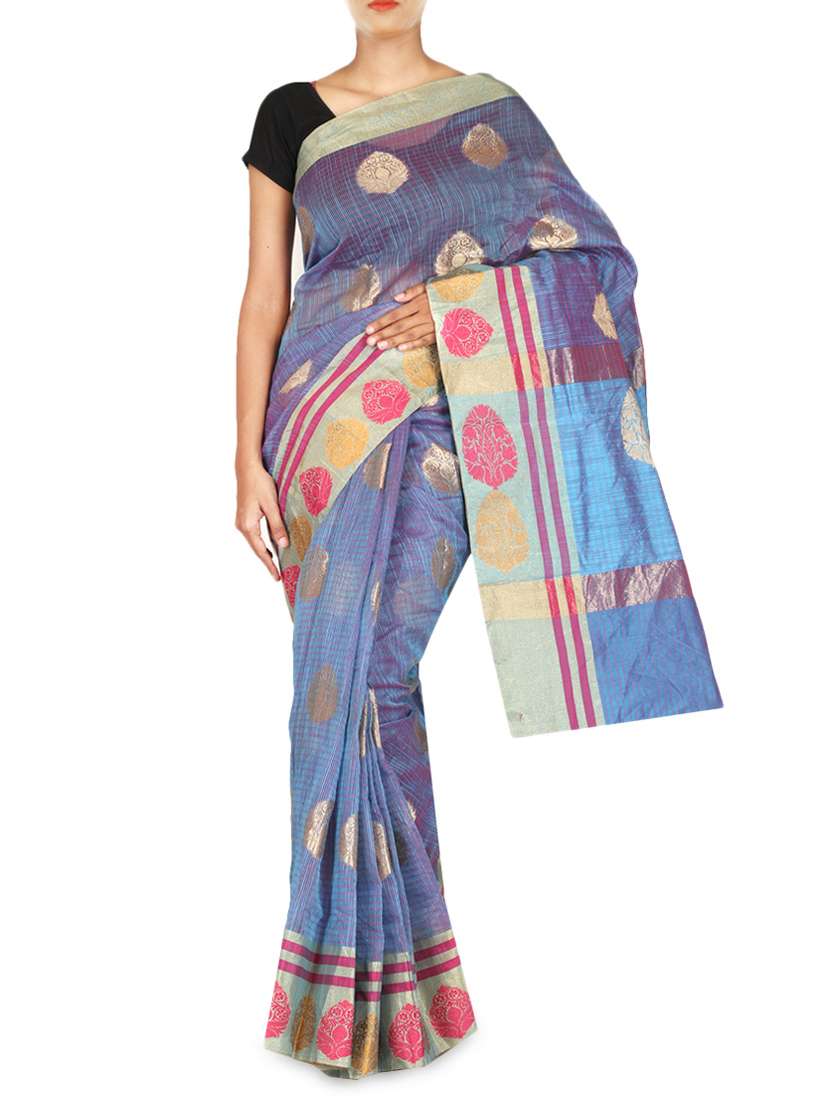 purple color matka cotton woven  saree