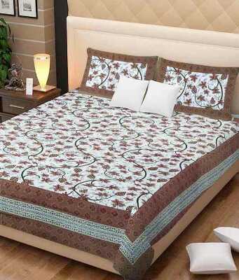 cotton jaipuri king size double bedsheet with 2 pillow cover