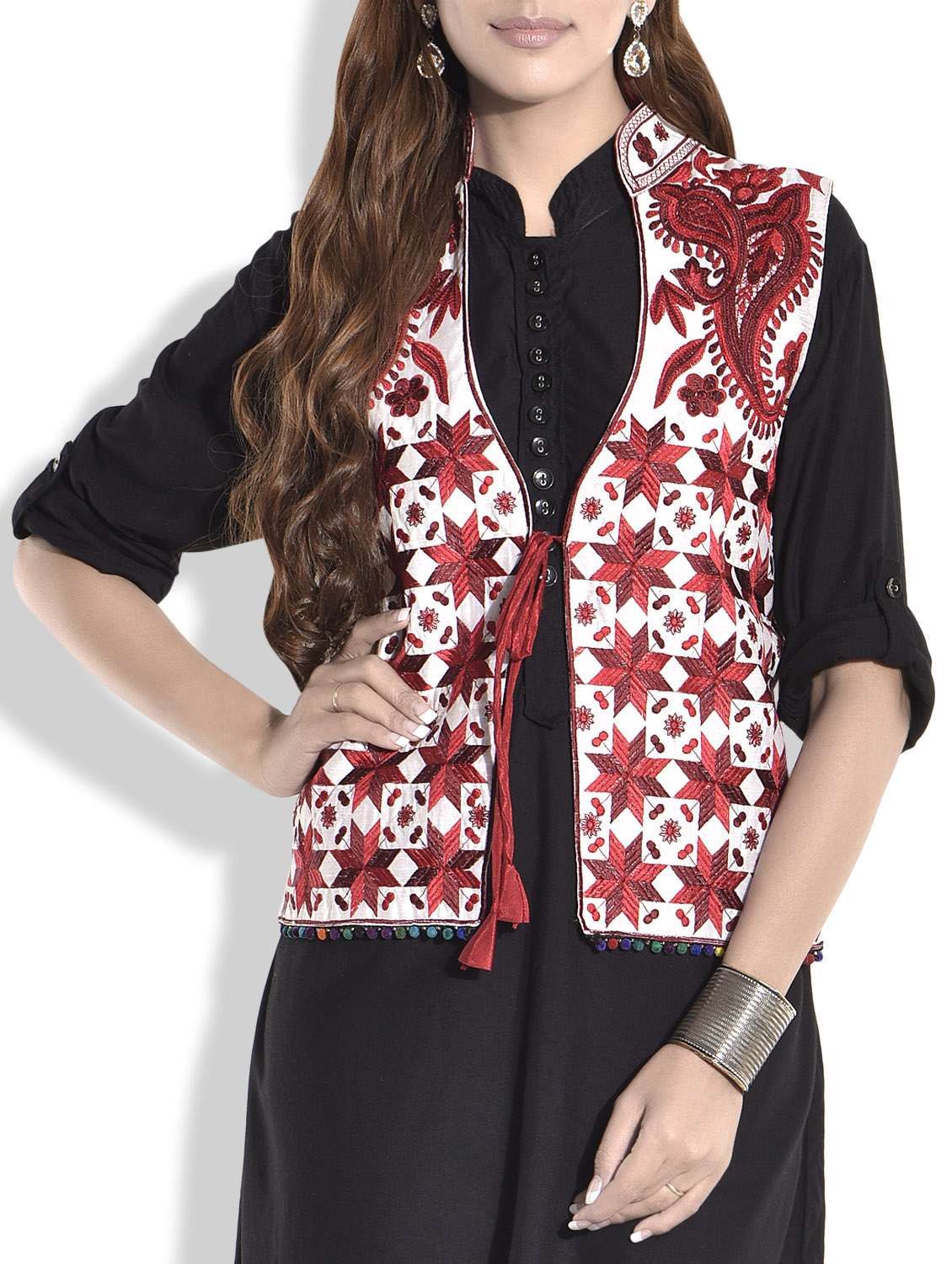 Buy online Multicolored Dupion Silk Phulkari Jacket from western