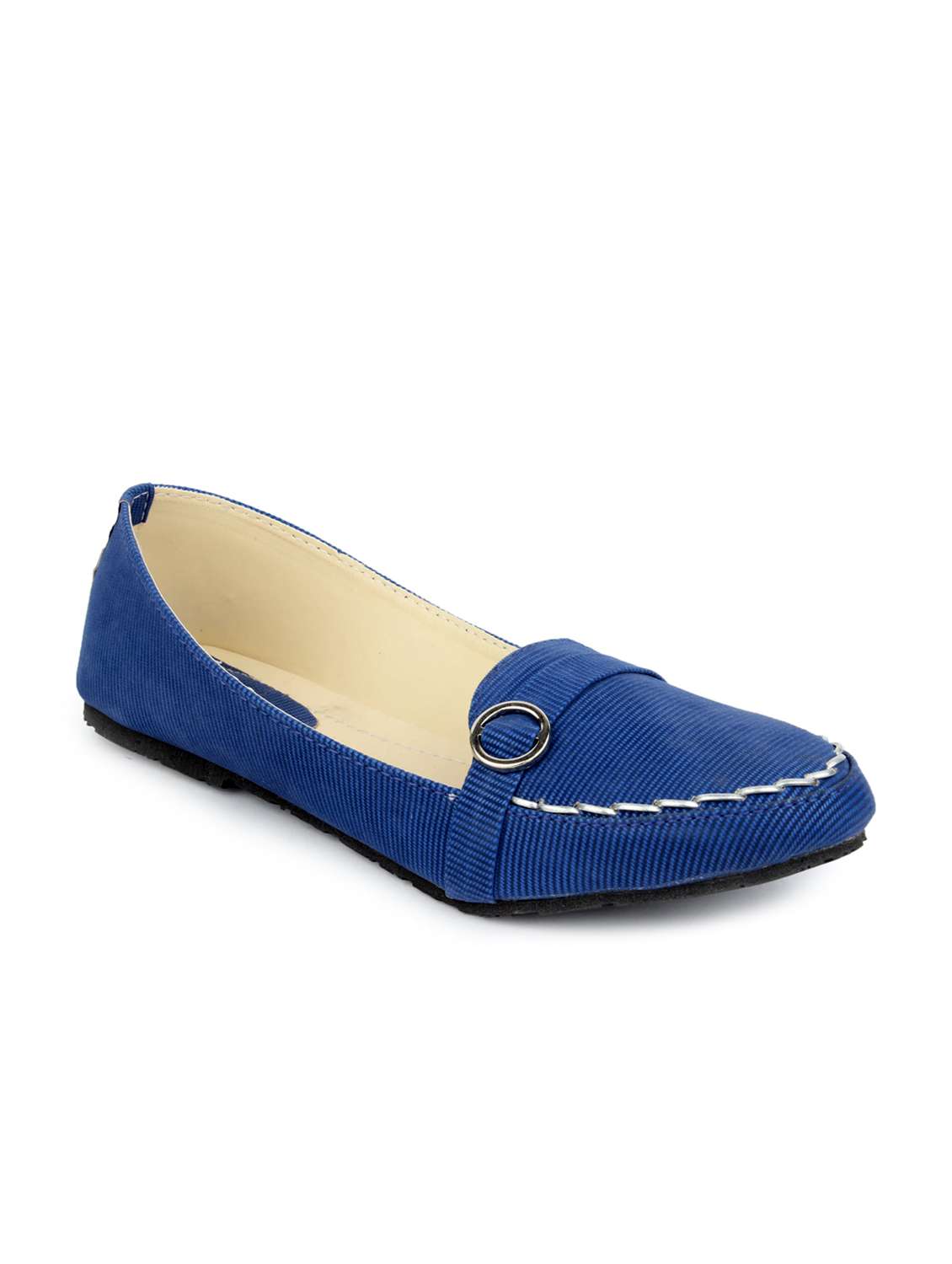 blue buckled corduroy loafers