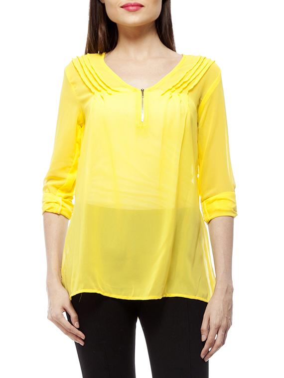 yellow zip & pin tuck top - 9696483 - Zoom Image - 0