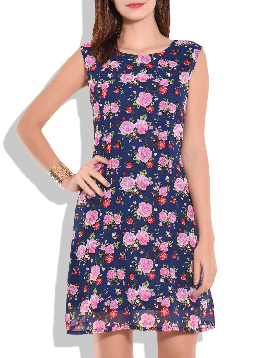 multicolor floral print short dress