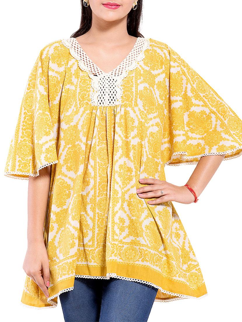 lace detail v-neck kaftan tunic 