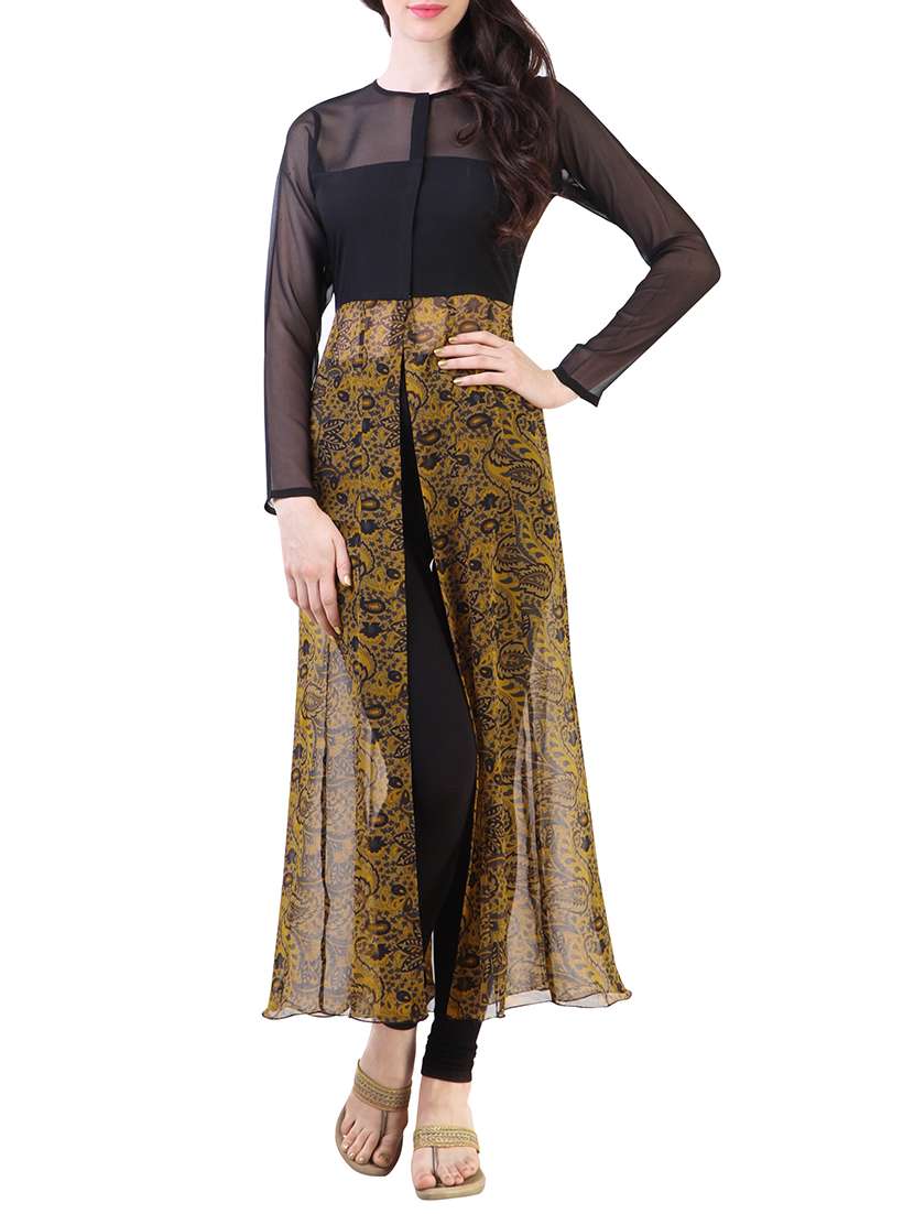 printed georgette sheer kurta