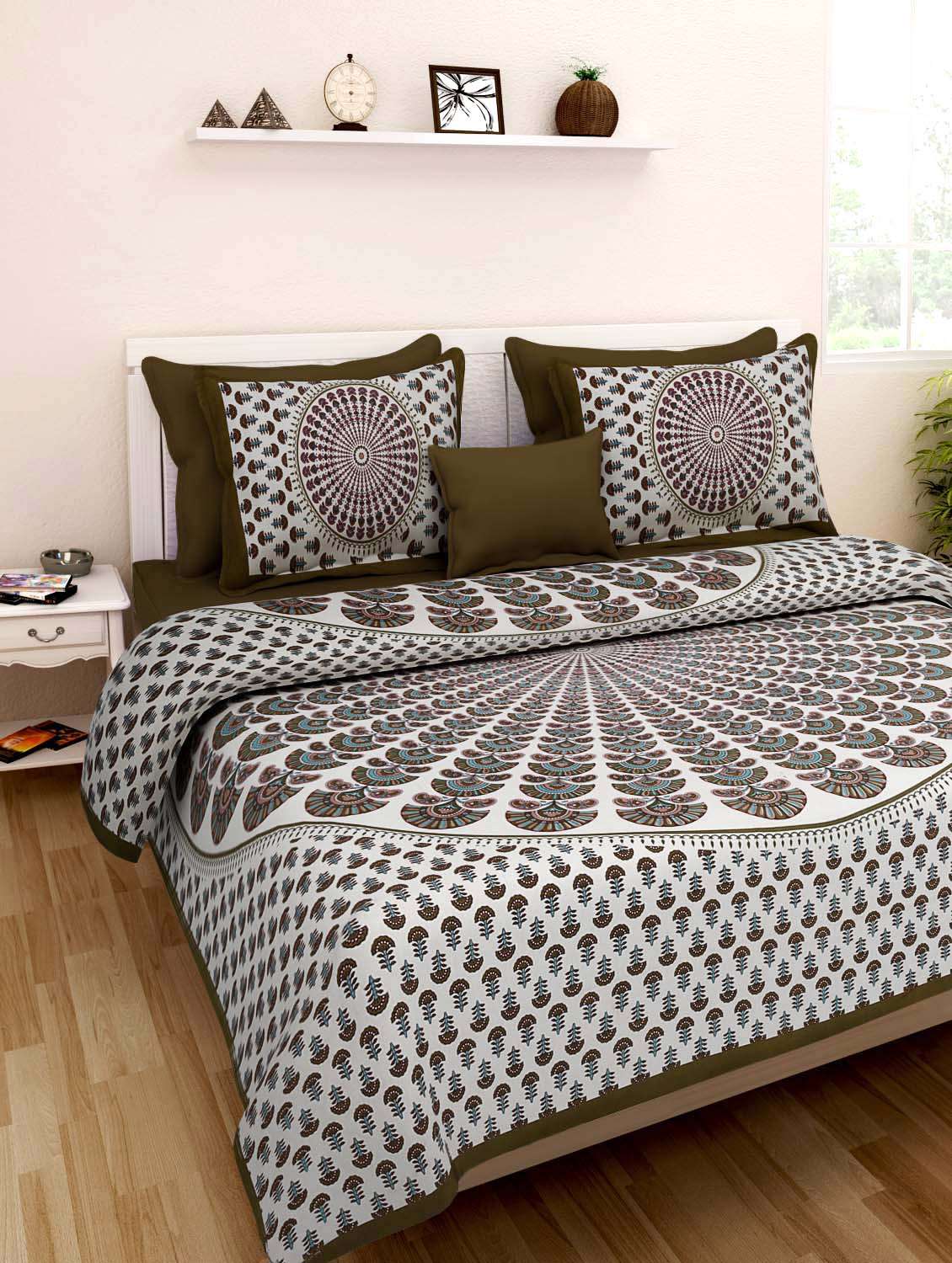 cotton  double bed sheet with 2 pillow cover