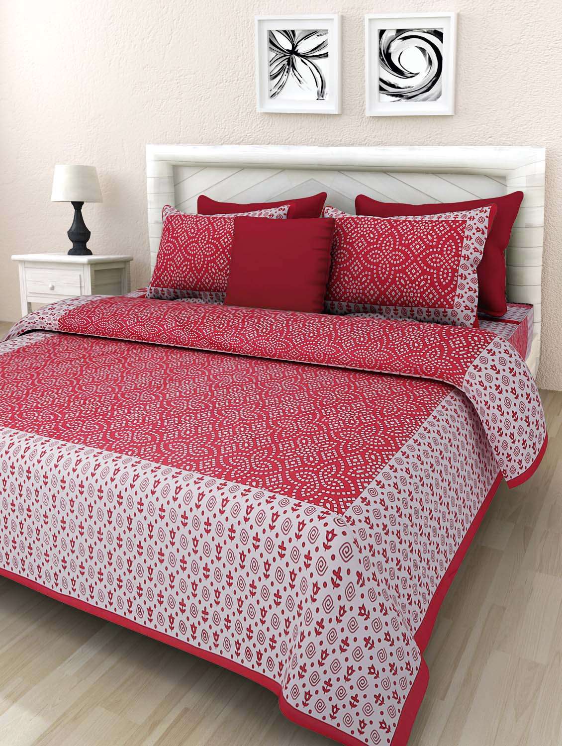pure cotton jaipuri  double bed sheet with 2 pillow cover