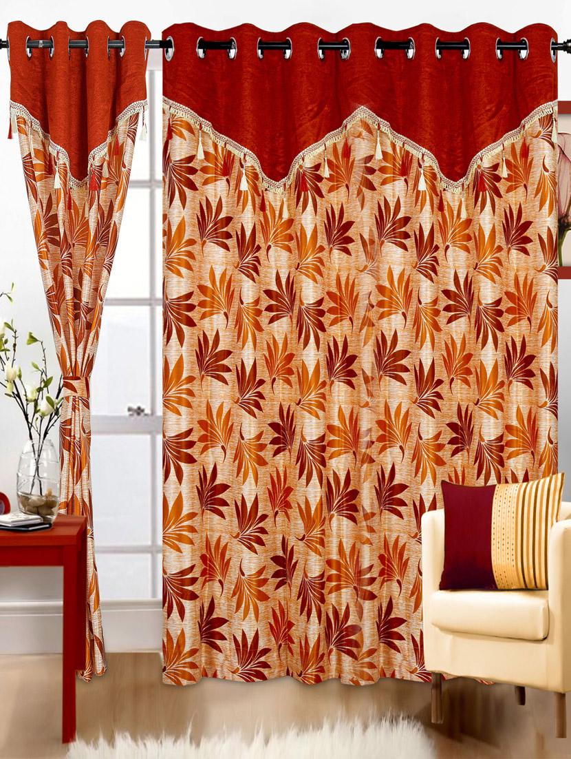 red and orange printed polyester curtain - 971617 -  Zoom Image - 0
