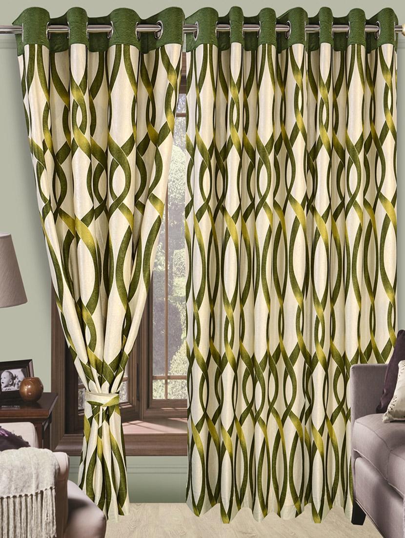 cream & green printed curtain - 971706 - Zoom Image - 0