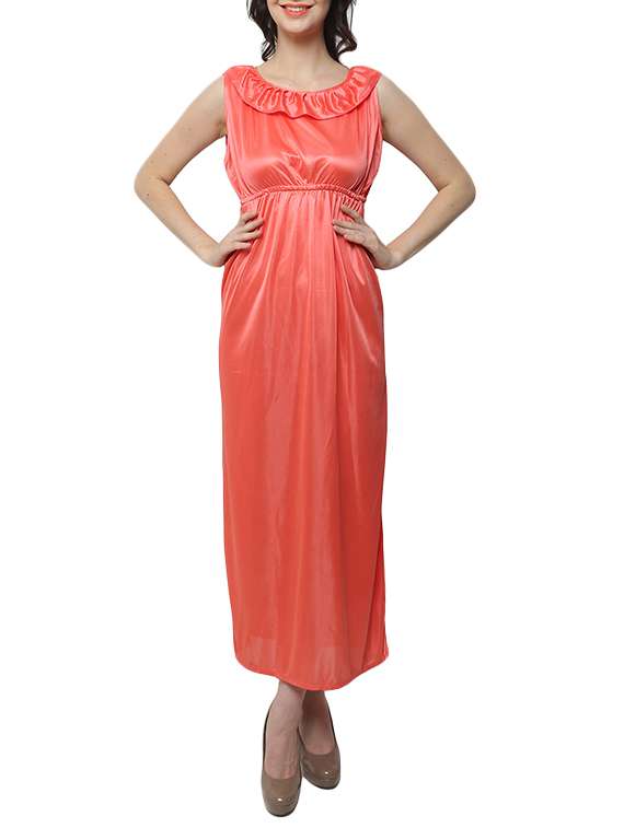 Buy online Sexy Long Coral Night Dress from sleepwear for Women by