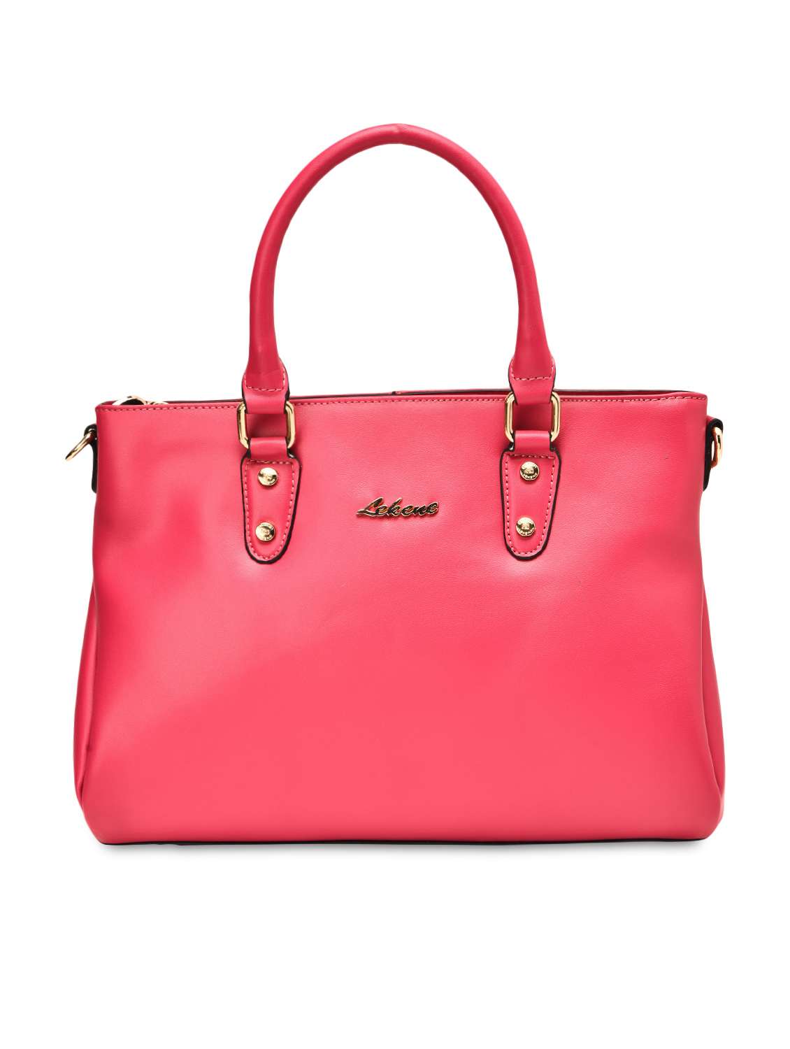  stylish pink faux leather hand bag
