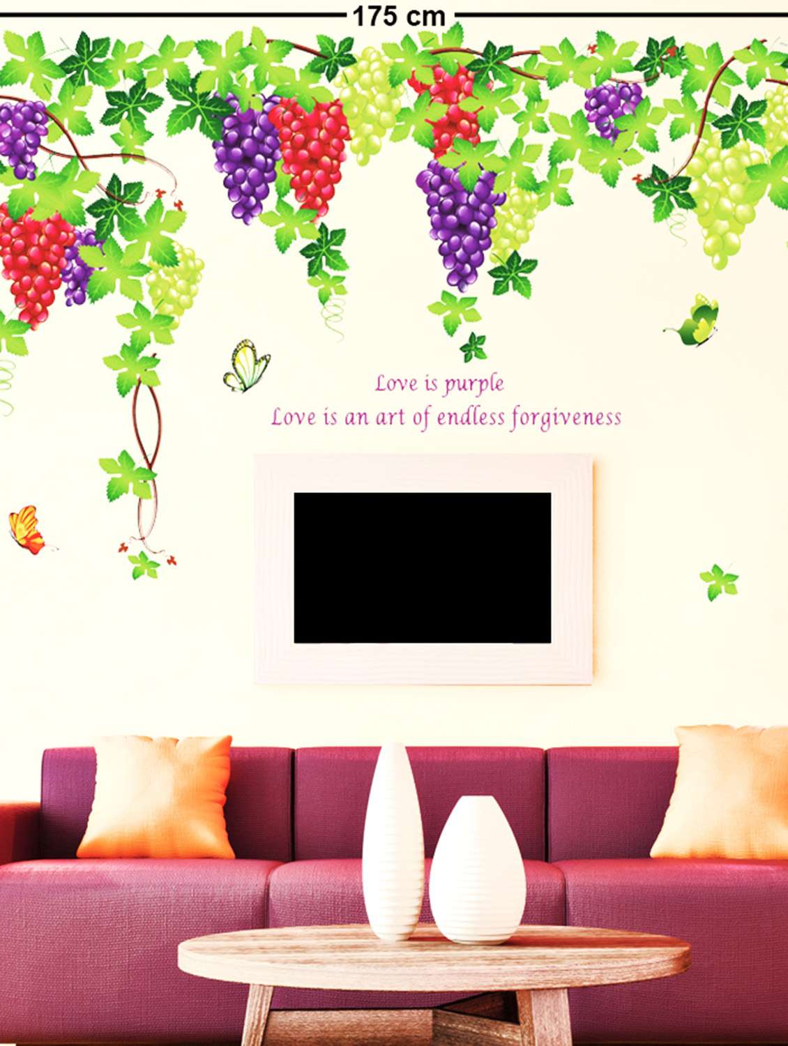 wall decals living room grapevine design with quote