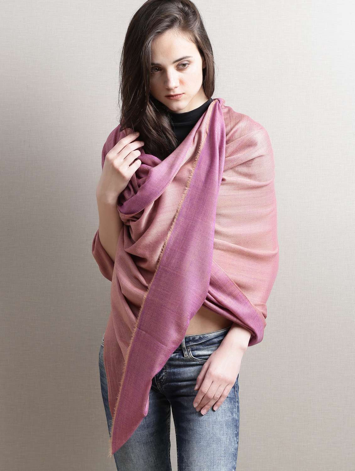 Buy online Mauve And Pink Pashmina Shawl from winter wear for