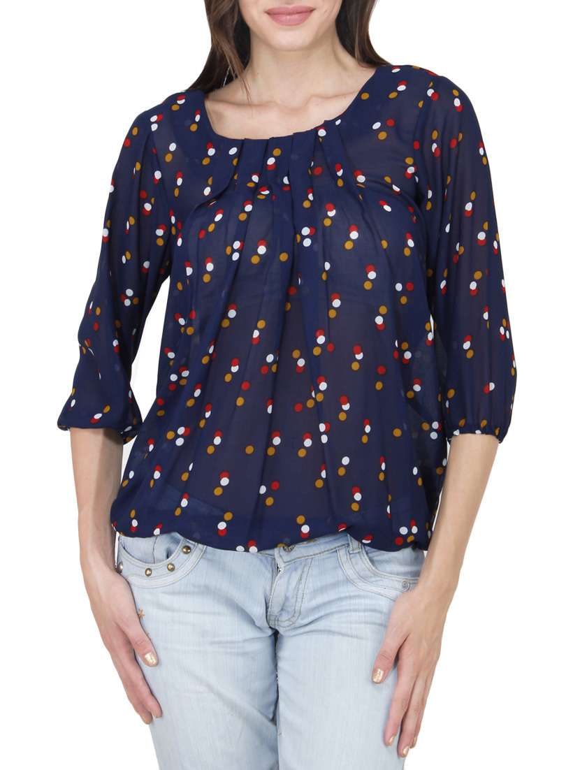 navy blue printed top