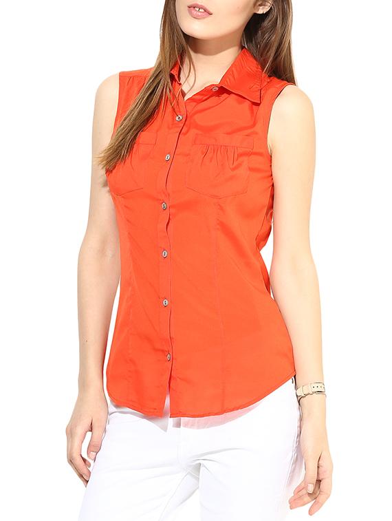 the vanca solid orange sleeveless shirt - 9750732 - Zoom Image - 0