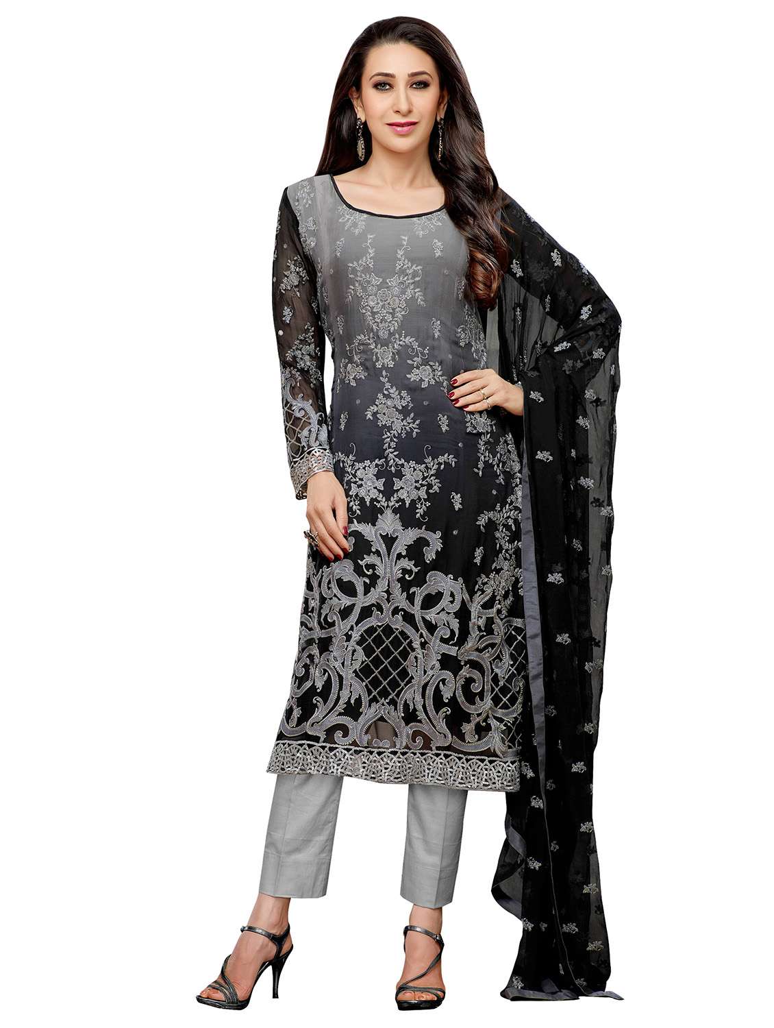 Buy online Black & Grey Colour Embroidery Faux Georgette Semi Stitched Dress Material from Suits & Dress material for Women by Shonaya for 3025 at 0% off | 2026 Limeroad.com Buy online Black & Grey Colour Embroidery Faux Georgette Semi Stitched Dress Material from Suits & Dress material for Women by Shonaya for 3025 at 0% off | 2026 Limeroad.com
