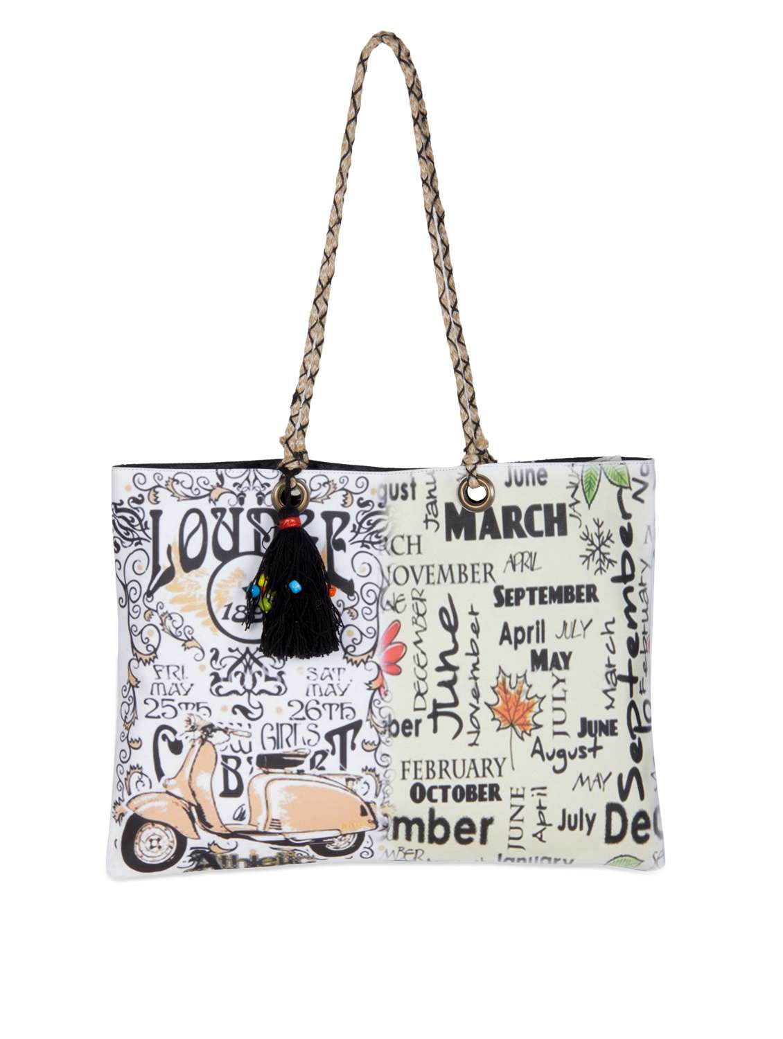 letter print tote handbag