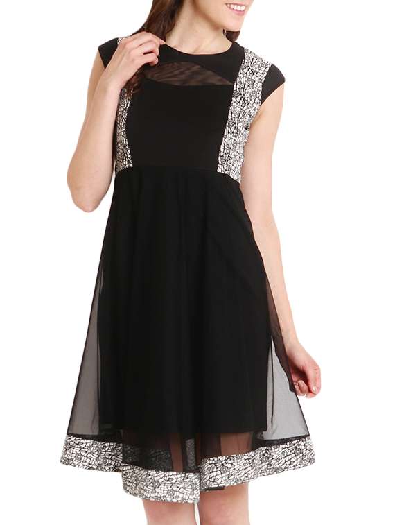 black , net a-line dress