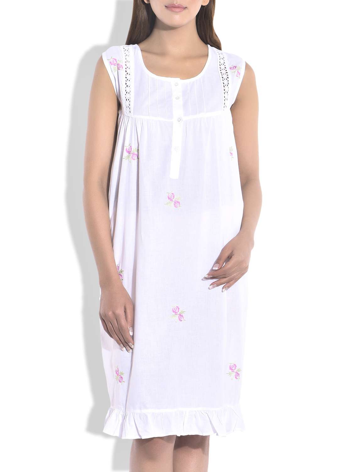 cotton short night dress Lightweight Coral Cotton Short Nightdress with Relaxed Fit