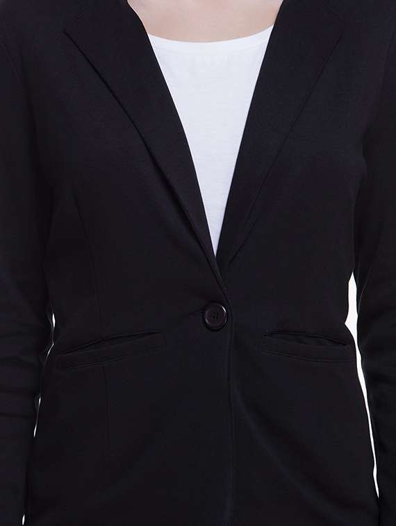 Buy online Black Cotton Blazer from blazers and coats for Women by