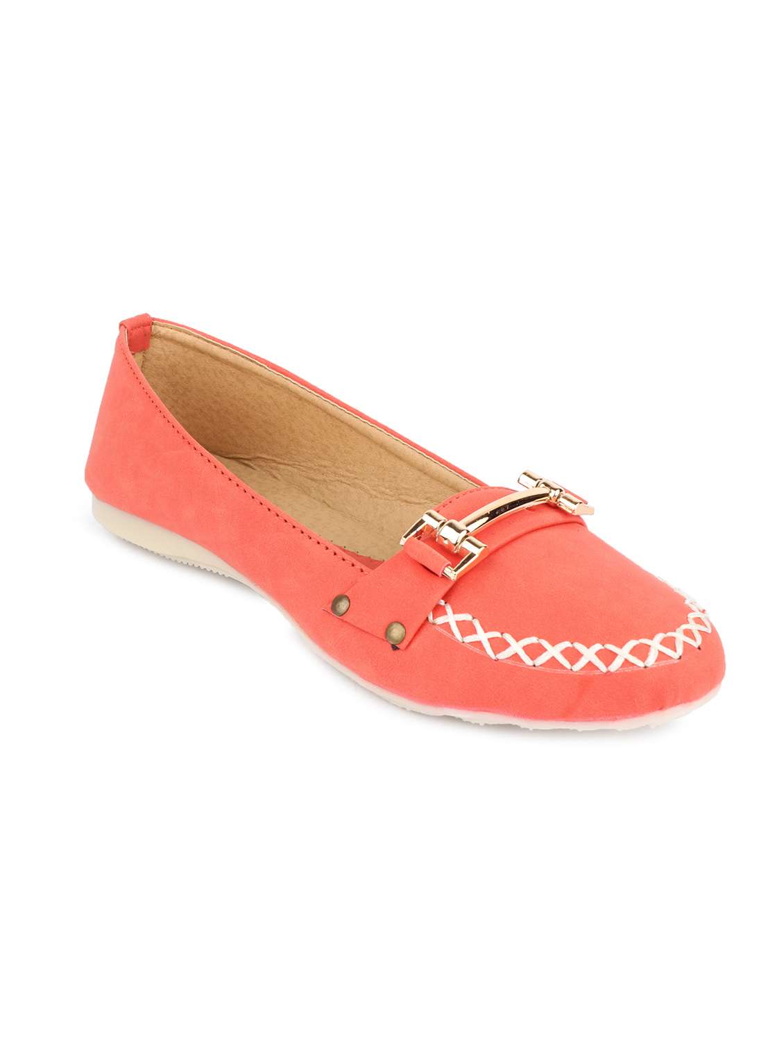pink leatherette loafers