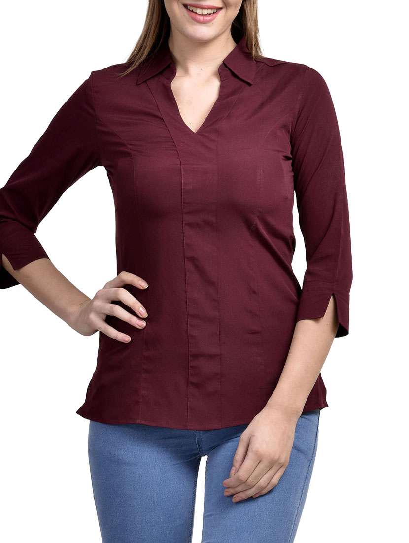 shirt collar side slit top