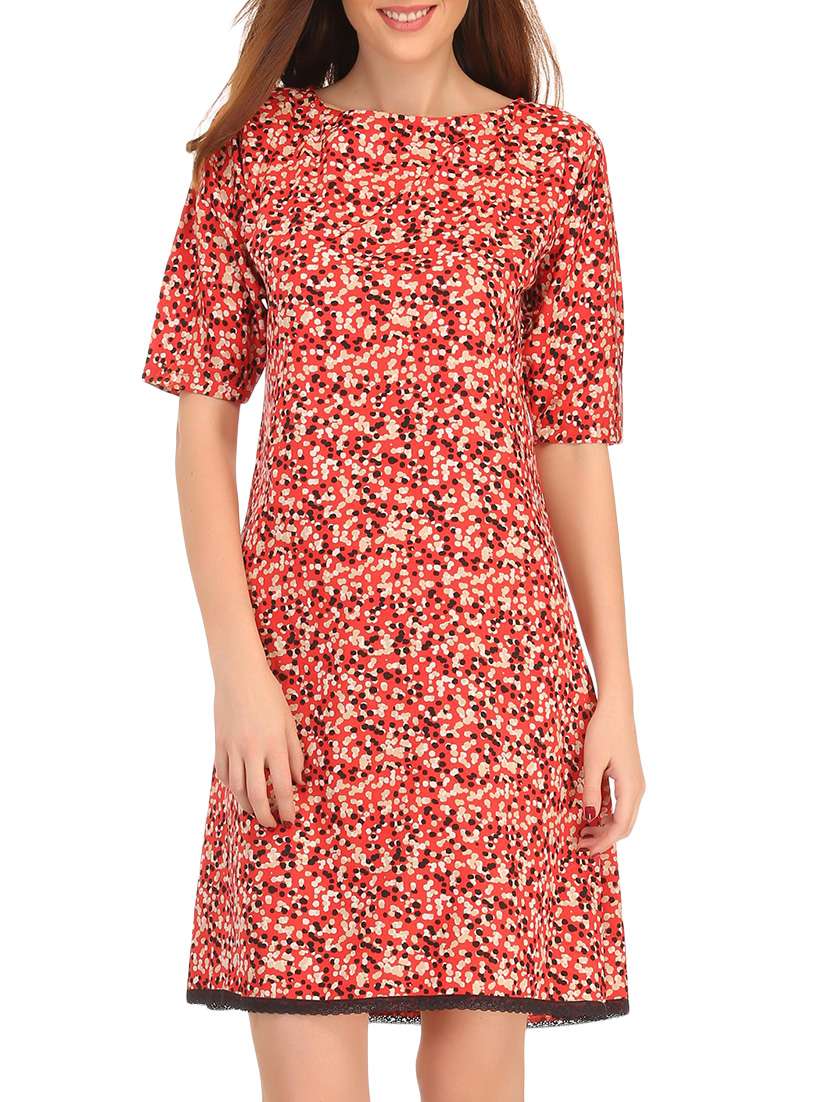 red floral printed short night dress