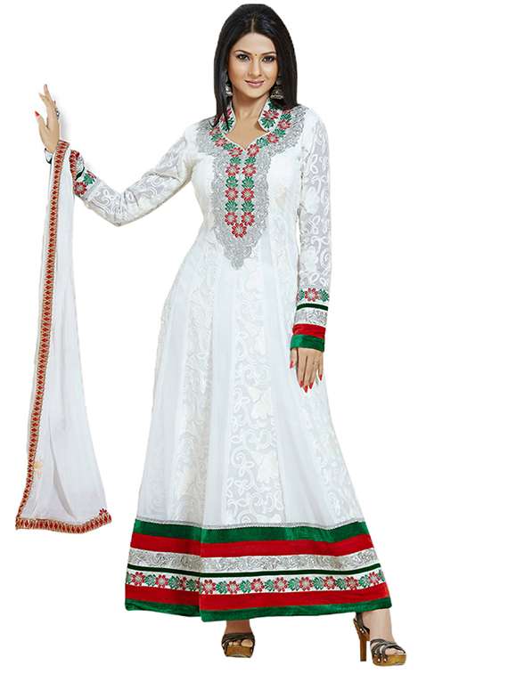 white faux georgette suit set